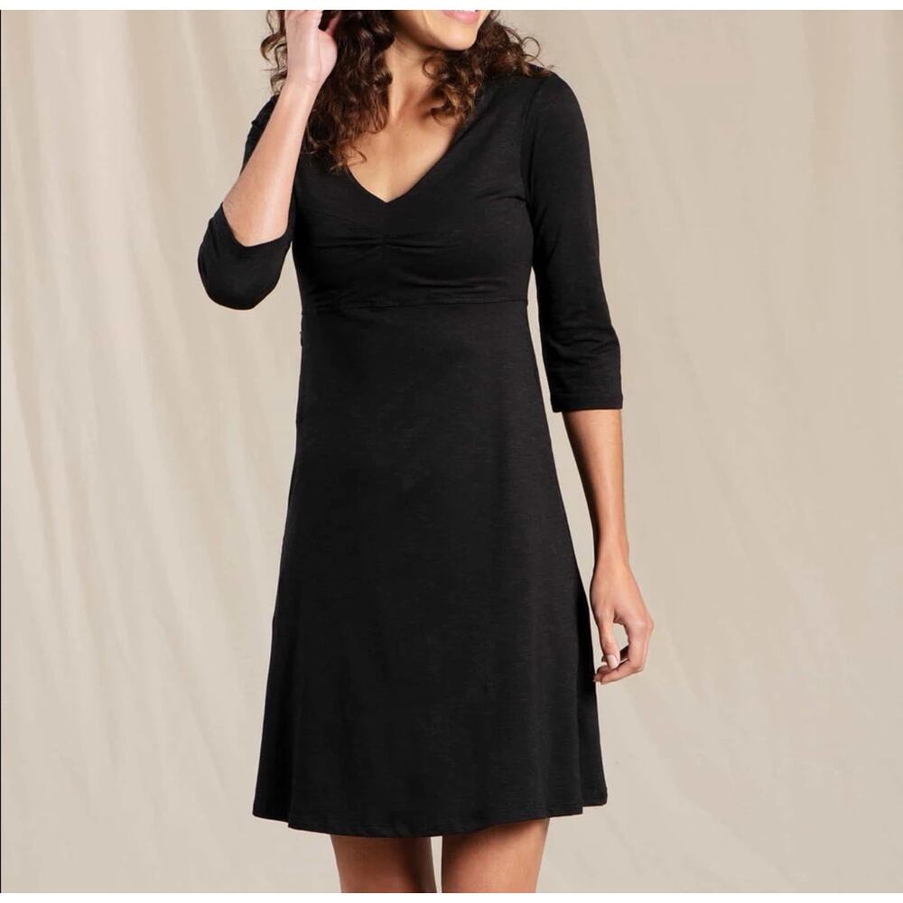 Toad & Co Rosalinda Black Dress Organic Cotton Size S Sustainable Granola Girl